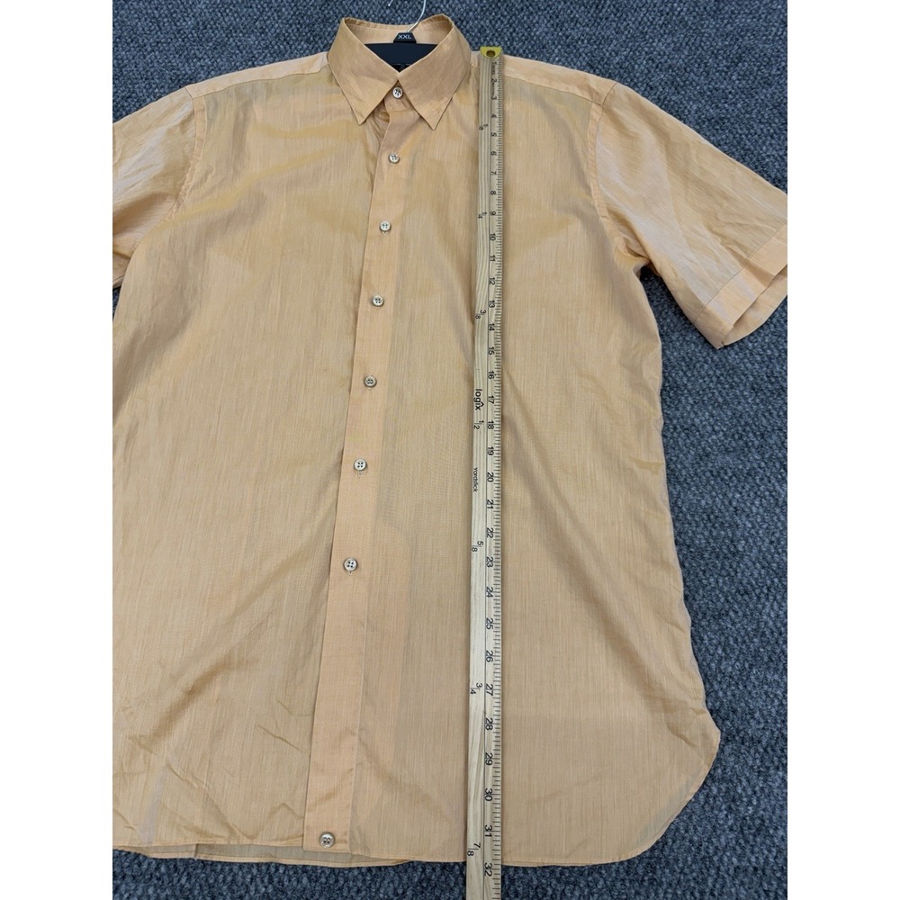 Marol Bologna Men's 42 - 16.5 Orange Short Sleeve Button Shirt Luxury Designer - Picture 8 of 9